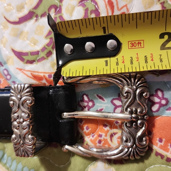 Vintage FOSSIL Genuine Leather Ornate Concho Belt | Size Medium | Black - Picture 10 of 16